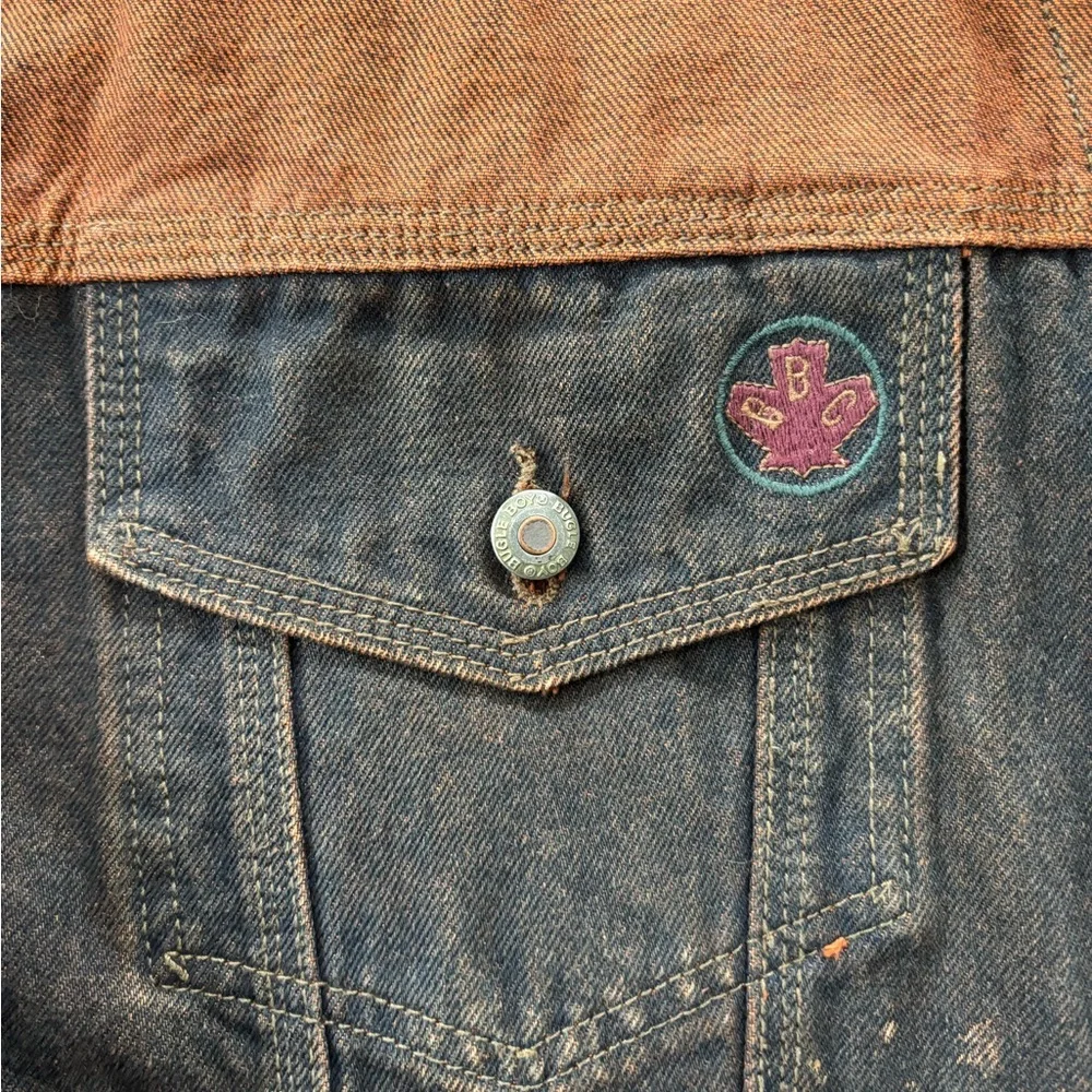 Vintage 90s Bugle Boy Two-Tone Brown and Orange Unisex Jean Jacket